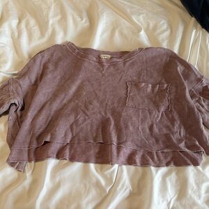 Altar’d State Casual Mauve Oversized Cropped Top